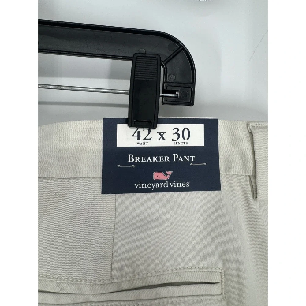 Vineyard Vines Breaker Pants Mens Size 42x30 Stone Chino Straight Leg Flat Front